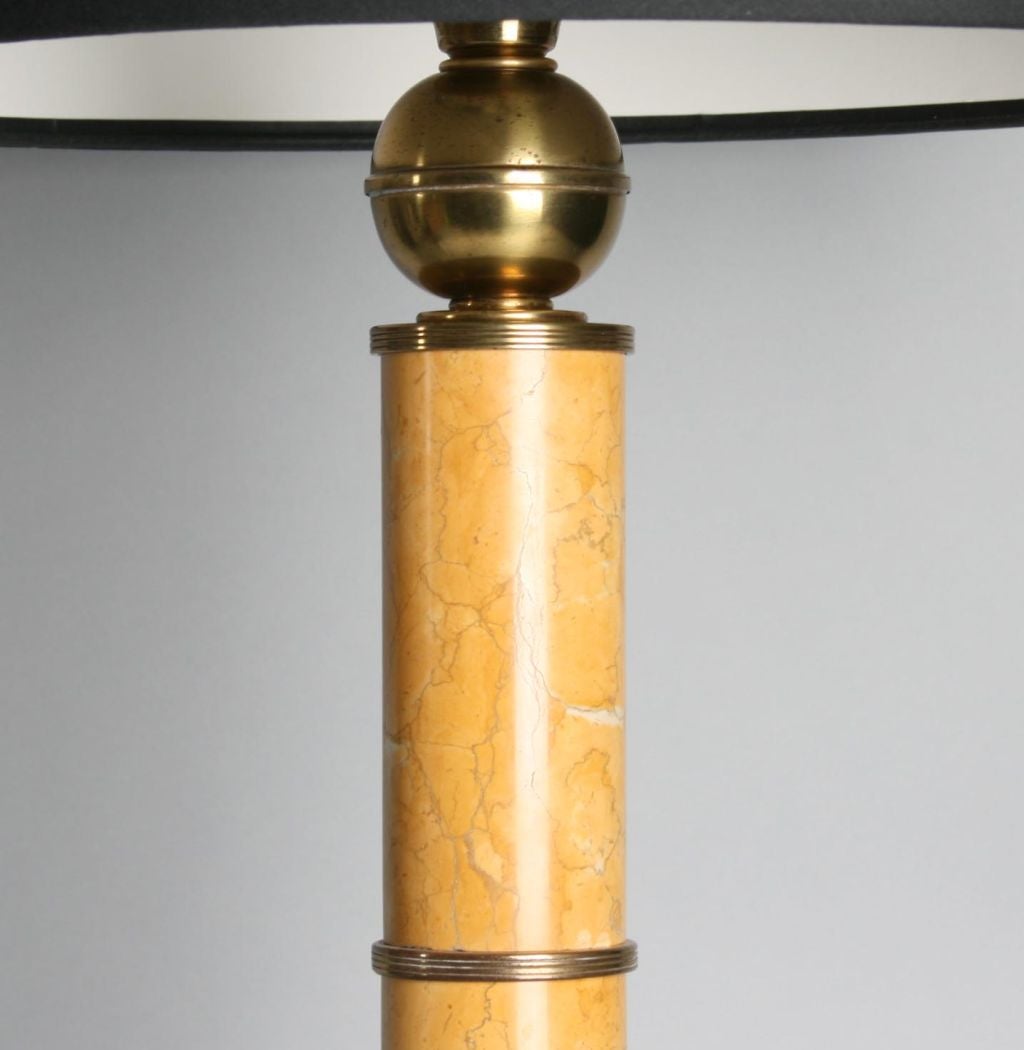 Mid-20th Century Handsome Classic Deco  Marble and Brass Lamp For Sale