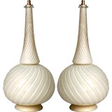 Pair of Champagne and Gold colored Murano lamps