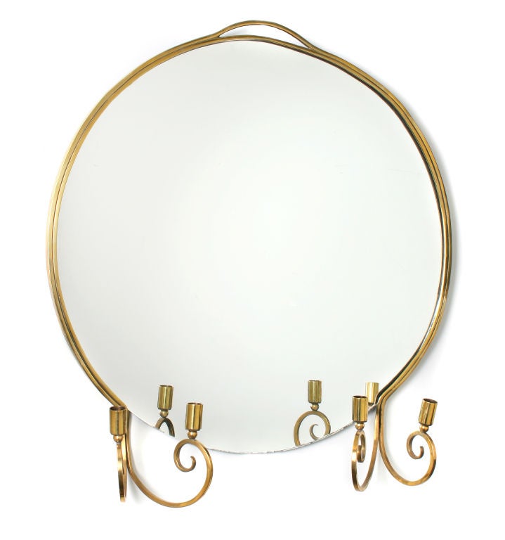 Art Moderne Mirror with attached Candle Sconces