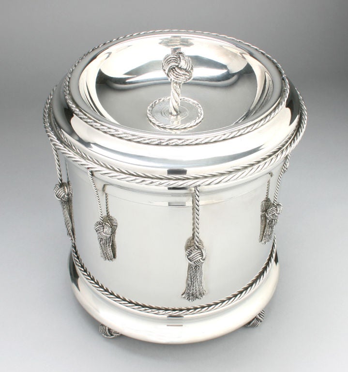 Italian Silver Plate Ice Bucket with Tassels