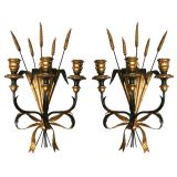 Pair of Black and Gold Candle Sconces