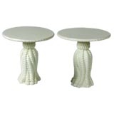 Pair of Italian lacquered wood tassle tables