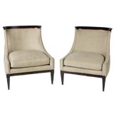 Pair of 1940's Modernized Regency slipper chairs