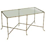 Italian brass faux bamboo table with x stretchers