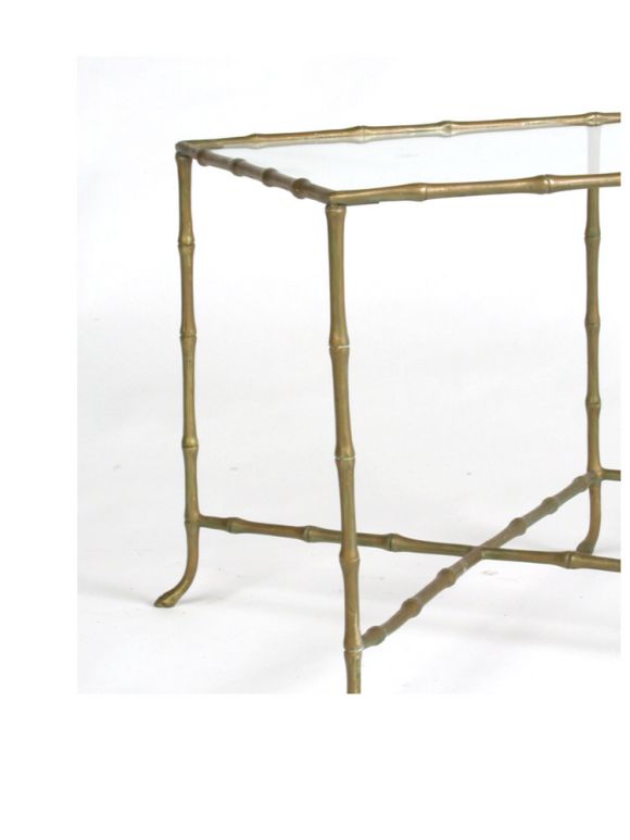Italian brass faux bamboo table with x stretchers