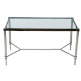 1940's nickel cocktail table with x stretcher