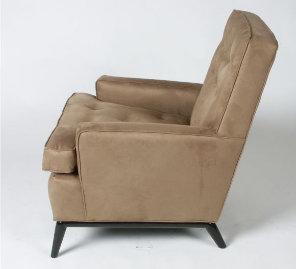 Mid-Century Modern Pair of T.H. Robsjohn-Gibbings for Widdicomb High Back Club Chairs Ebonized Base For Sale