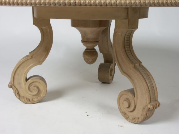 American Baker Eglomise 1940s cocktail table with scroll legs