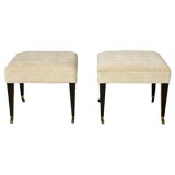 Pair of square tufted stools by Baker, c.1950