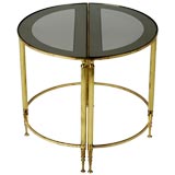Pair of Italian demi lune side tables with mirrored tops