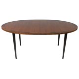 Directional dining table with burl wood edge, 11 feet w/ leaves