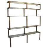 Bronze and glass Sculptural wall shelf unit