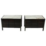 Pair of Asian Modern Nighstands with marble inserts