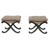 Pair of Neo-classical inspired stools with curved X bases