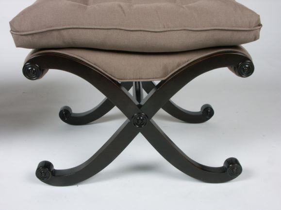 Pair of Neo-classical inspired stools with curved X bases