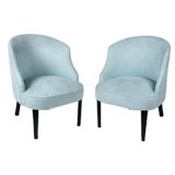 Pair of 1940's upholstered curved back chairs