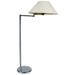 Pairs or Singles of Nessen Floor Lamps in Either Nickel, Chrome or Brass