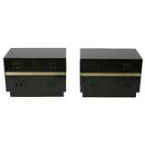 Pair of Heritage 1960's nightstands with brass trim