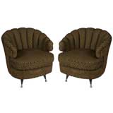 Vintage Pair of Midcentury Swivel chairs with ball feet
