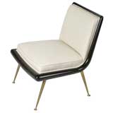 Rare T.H. Robsjohn-Gibbings slipper chair with brass legs