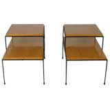 Pair of McCobb Planner group iron and birch end tables