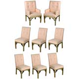 Set of 8 Italian chairs with Chinese Chipendale base in bronze