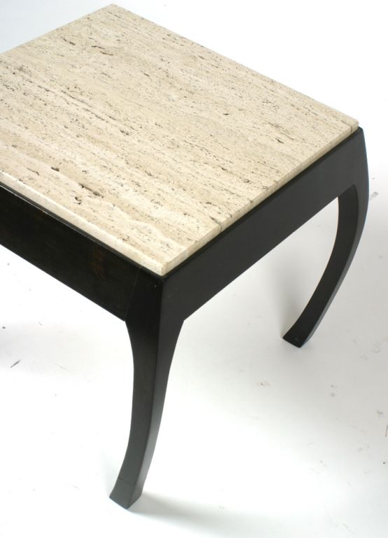 American Harvey Probber Travertine Top Asian Modern Side Table For Sale