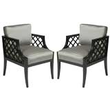 Pair of Grosfeld House arm chairs with open lattice work