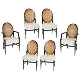 Set of 6 Directional cane ebonized mahogany dining chairs