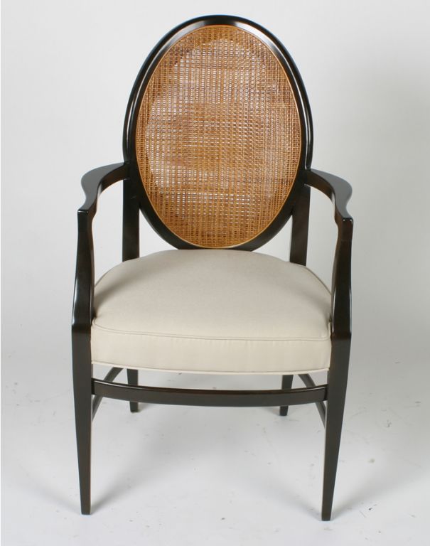 Set of 6 Directional cane ebonized mahogany dining chairs