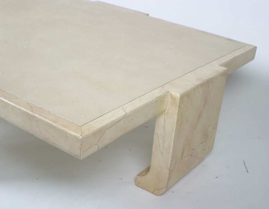 Springer style cocktail table faux goatskin lacquer/ leather