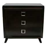 1940
s dark mahogany chest of drawers with nickel hardware