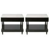 Pair of Burt England for Johnson Furniture marble top tables