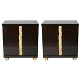 Pair of 1940's chest of drawers with gold leaf details