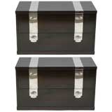 Pair of Heritage 1950's chests with nickel straps