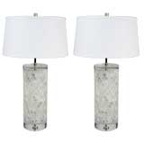 Pair of Italian Glass Mosaic and Lucite Table Lamps 9