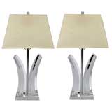 Pair of Sculptural lucite table lamps