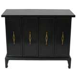 Hollywood Regency cabinet with brass pulls