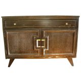 Pair of cerused oak chests with nickel hardware