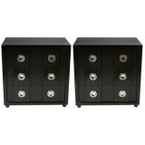 Pair of 1940's chests with Nickel hardware by Karpen furniture