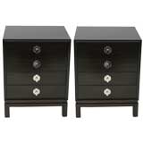 Pair of 1940s Four drawer night stands with nickel pulls