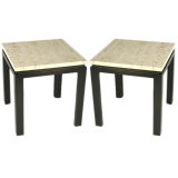 Pair of Harvey Probber travertine top side tables