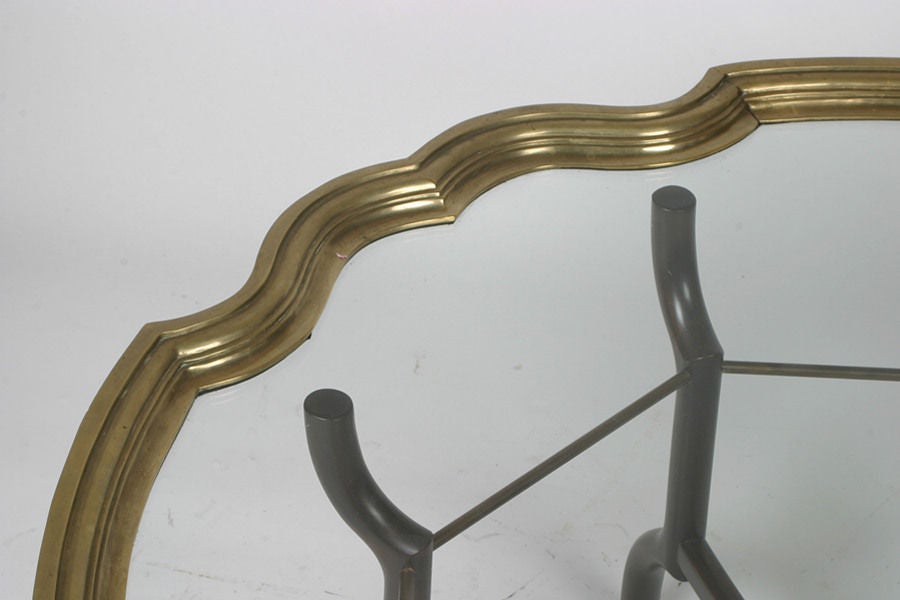 Baker 1960s Sculptural cocktail table with brass edge top In Excellent Condition In St. Louis, MO