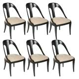 Set of 6 Midcentury Neoclassical Spoon back dining chairs