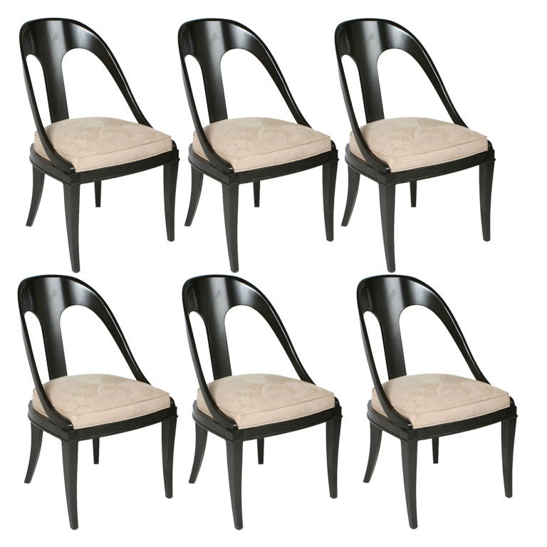 Set of 6 Midcentury Neoclassical Spoon back dining chairs