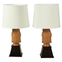 Vintage Pair of Asian Modern Table Lamps