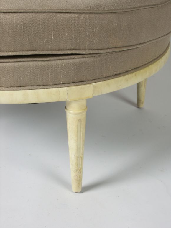 Pair of Samuel  Marx style faux parchment lacquer slipper chairs