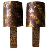 Pair of 1960s artisian copper lamps in the style of C. Jere