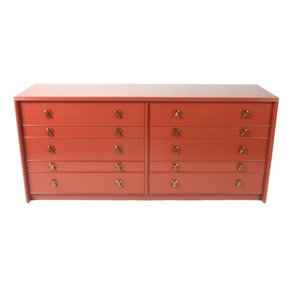 Paul T. Frankl commode lacquered in Chinese Red
