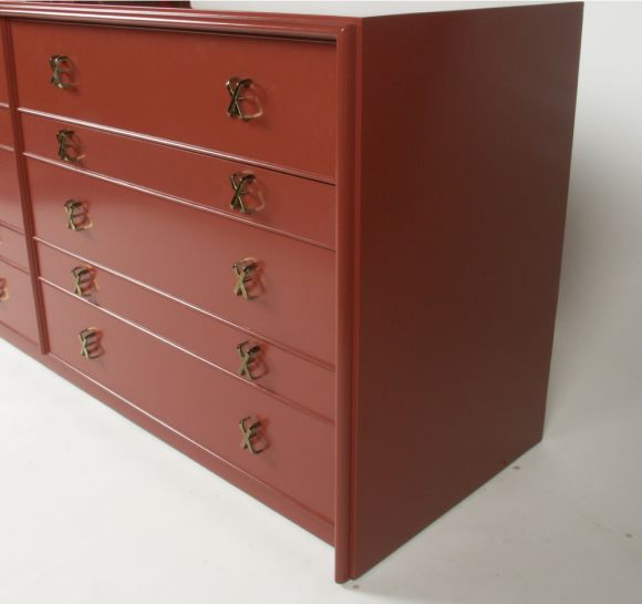 American Paul T. Frankl commode lacquered in Chinese Red